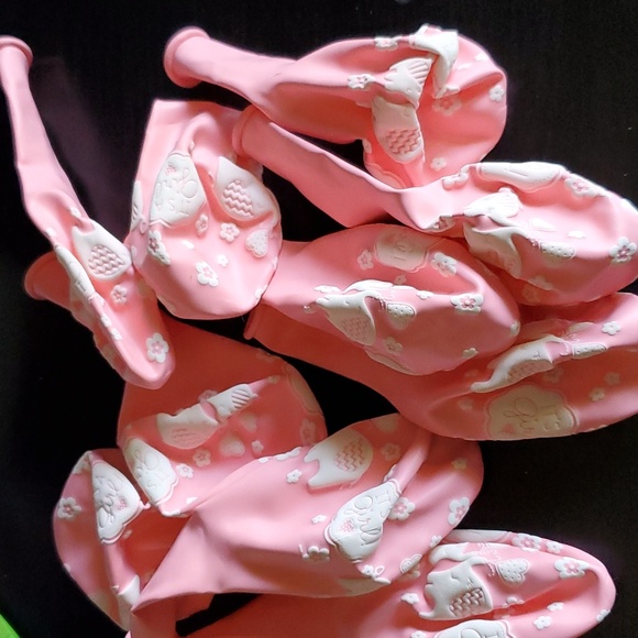 Its a Girl Lot of 10 Elephant 11 Inch Latex Balloons Pink and White - Picture 3 of 4